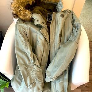 Light green Abercrombie fur- lined hood parka!